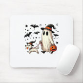 Grappige Ghost Walking Dog Spooky Seizoen Hallowee Muismat (Met muis)