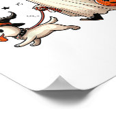 Grappige Ghost Walking Dog Spooky Seizoen Hallowee Poster (Hoek)