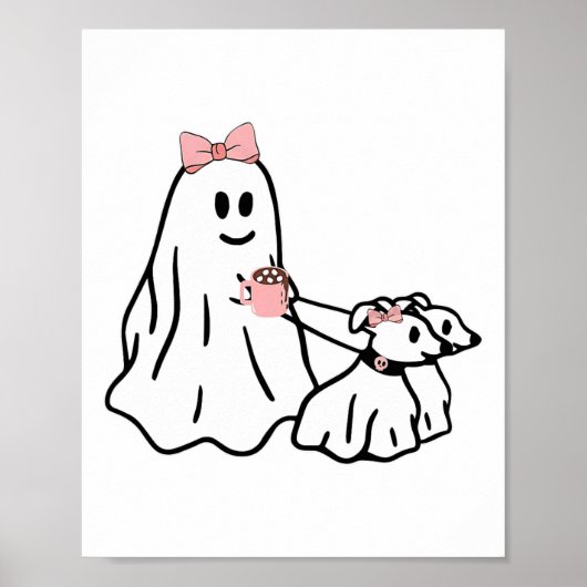 Grappige Ghost Walking Dog Spooky Seizoen Hallowee Poster (Voorkant)