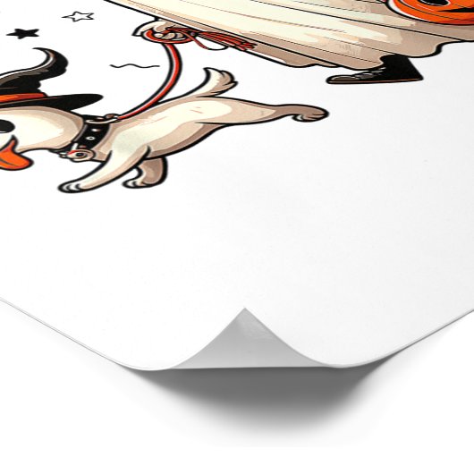 Grappige Ghost Walking Dog Spooky Seizoen Hallowee Poster (Hoek)