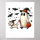 Grappige Ghost Walking Dog Spooky Seizoen Hallowee Poster (Voorkant)