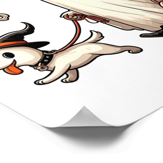 Grappige Ghost Walking Dog Spooky Seizoen Hallowee Poster (Hoek)