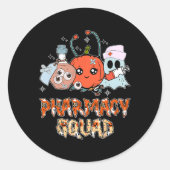 Grappige Ghost Witch Pumpkin Pills Pharmacy Squad Ronde Sticker (Voorkant)