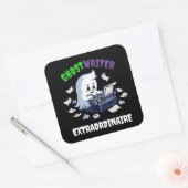Grappige Ghost Writer Extraordinaire Schattigee Gh Vierkante Sticker (Envelop)