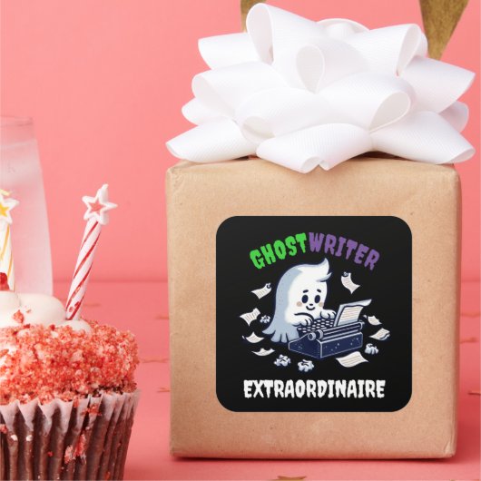 Grappige Ghost Writer Extraordinaire Schattigee Gh Vierkante Sticker (Feest)