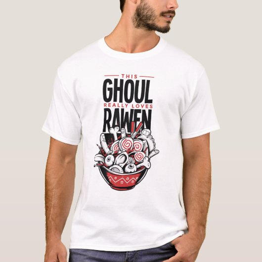Grappige Ghoul houdt van Rawen T-shirt (Voorkant)