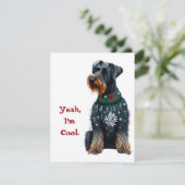 Grappige Giant Schnauzer in Kersttrui Feestdagenkaart (Staand voorkant)