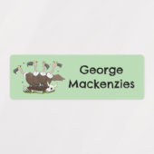 Grappige gieren humor cartoon gepersonaliseerd labels (Design 1)