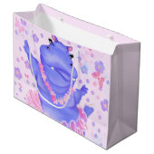 Grappige Gift Bag Ballerina Hippo Happy Ballet Dan Groot Cadeauzakje (Voorkant Gekanteld)