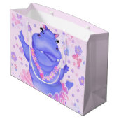 Grappige Gift Bag Ballerina Hippo Happy Ballet Dan Groot Cadeauzakje (Achterkant Gekanteld)