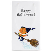 Grappige Gift Bag met Halloween Heksenpompoen Vlie Klein Cadeauzakje (Achterkant)