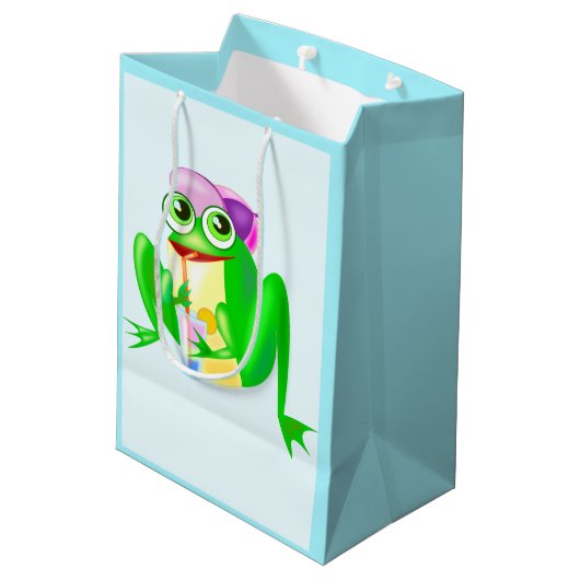 Grappige Gift Bag met Happy Party Frog Medium Cadeauzakje (Achterkant Gekanteld)