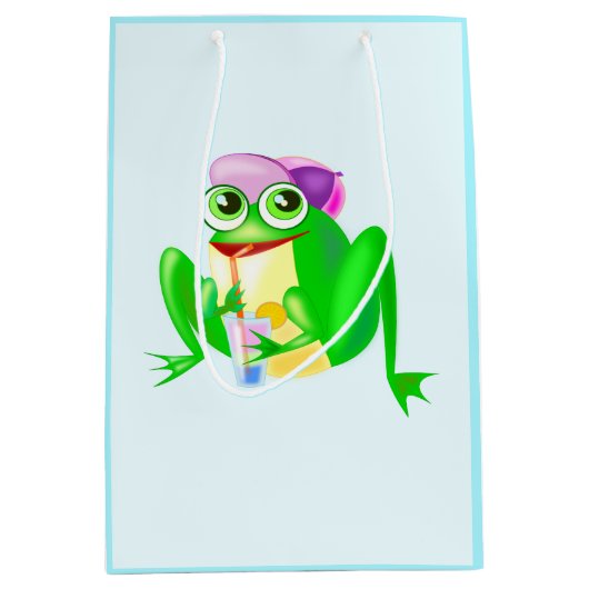 Grappige Gift Bag met Happy Party Frog Medium Cadeauzakje (Voorkant)