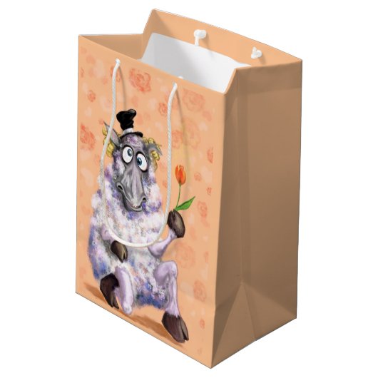 Grappige Gift Bag met In Love Ram - Romantisch Medium Cadeauzakje (Achterkant Gekanteld)