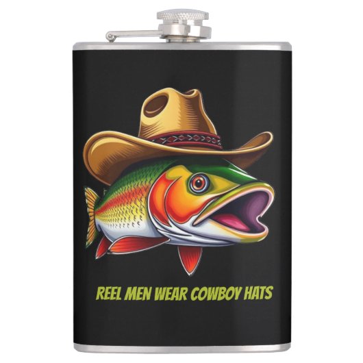 Grappige Gift Forel Vis met een Cowboy Pet Heupfles (Voorkant)