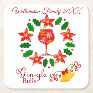 Grappige Gin-Gle Bells kerst Kartonnen Onderzetters