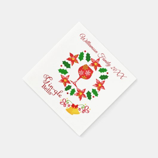 Grappige Gin-Gle Bells kerst Servet (Hoek)