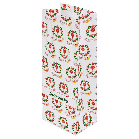 Grappige Gin-gle Bells Kerstfles Wijn Cadeautas (Achterkant Gekanteld)