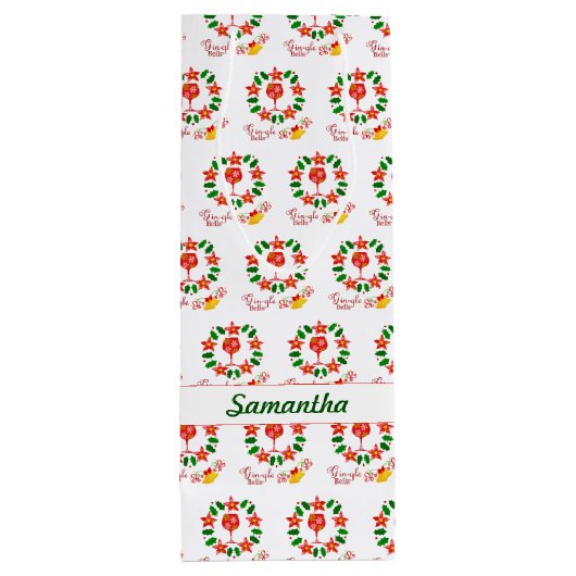 Grappige Gin-gle Bells Kerstfles Wijn Cadeautas (Achterkant)