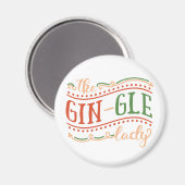 Grappige Gin-gle Lady Kerstmis | Magneet (Voorkant / Achterkant)