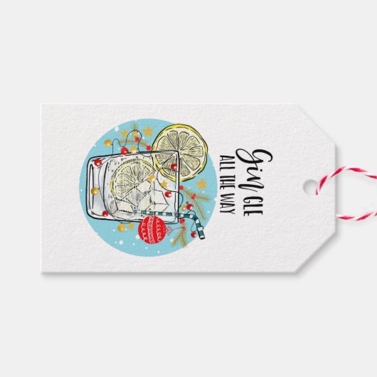 grappige Gin-kerstkaart helemaal Cadeaulabel (Voorkant (Horizontaal))