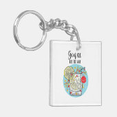 grappige Gin-kerstkaart helemaal Sleutelhanger (Voorkant Links)