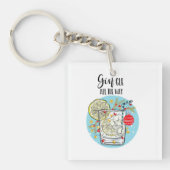grappige Gin-kerstkaart helemaal Sleutelhanger (Voorkant)