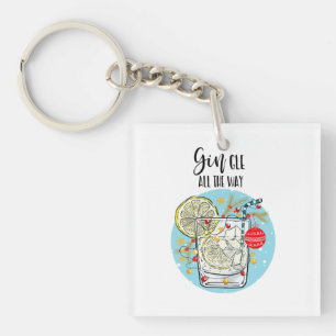 grappige Gin-kerstkaart helemaal Sleutelhanger