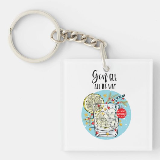 grappige Gin-kerstkaart helemaal Sleutelhanger (Voorkant)