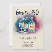 Grappige Gin n Grin Party Stripe Modern 30e Verjaa Kaart (Voorkant)