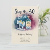 Grappige Gin n Grin Party Stripe Modern 30e Verjaa Kaart (Staand voorkant)