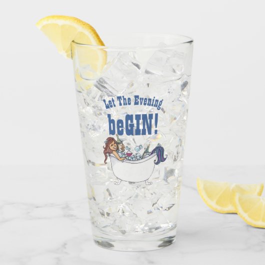 Grappige GIN-Slogan - Laat de avond beginnen met b Glas (Voorkant ijs)