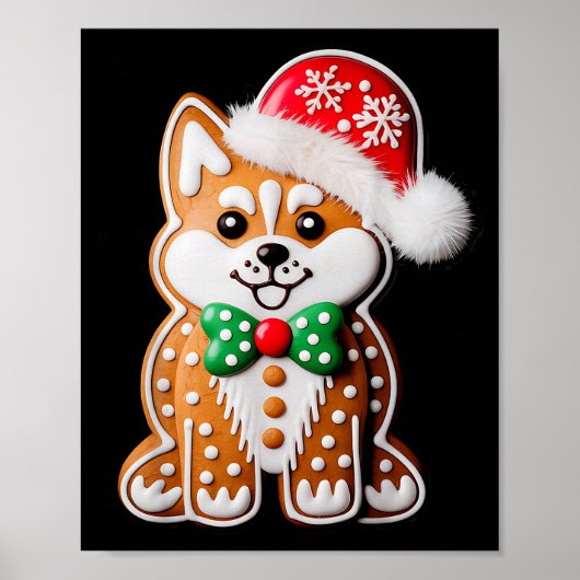 Grappige Gingbread Siberische Husky Hond Kerst Vro Poster (Voorkant)