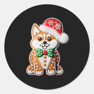 Grappige Gingbread Siberische Husky Hond Kerst Vro Ronde Sticker