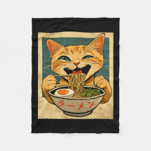 Grappige Ginger Cat Ramen Japanse Kawaii Anime Cat Fleece Deken