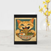 Grappige Ginger Cat Ramen Japanse Kawaii Anime Cat Kaart (Gele Bloem)
