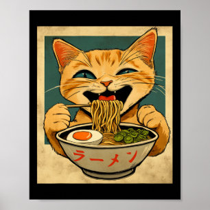 Grappige Ginger Cat Ramen Japanse Kawaii Anime Cat Poster