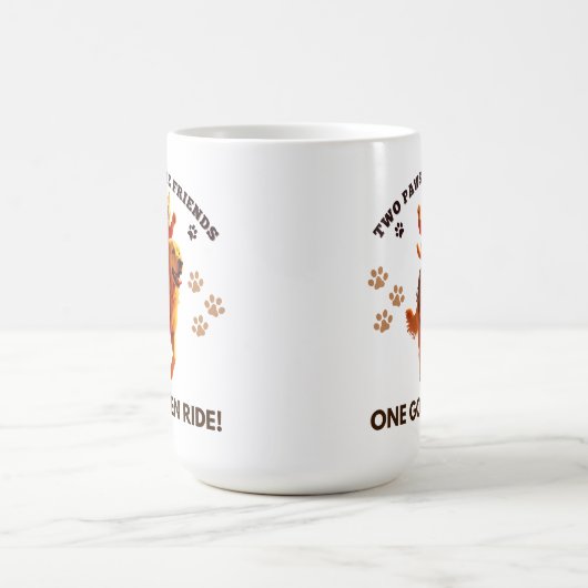 Grappige Ginger Cat Rijden Golden Retriever_Realis Koffiemok (Center)