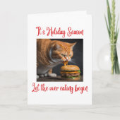 Grappige Ginger Fat Cat Eten Burger Kerstmis Kaart (Voorkant)