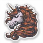 Grappige Ginger Unicorn Hoofd  Sticker (Voorkant)