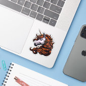 Grappige Ginger Unicorn Hoofd  Sticker (Laptop met iPhone)