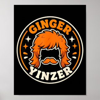 Grappige Ginger Yinzer Mullet Snorhaar Voetbal Ret Poster