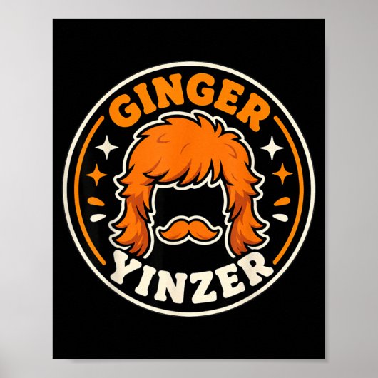 Grappige Ginger Yinzer Mullet Snorhaar Voetbal Ret Poster (Voorkant)