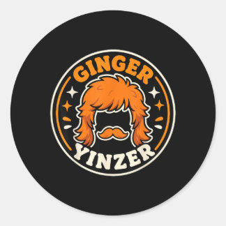 Grappige Ginger Yinzer Mullet Snorhaar Voetbal Ret Ronde Sticker