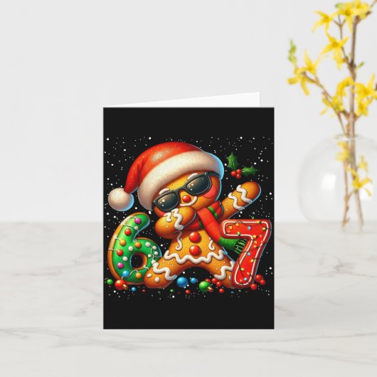 Grappige Gingerbread Dabbing Six Seven 67 Meme Chr Kaart (Gele Bloem)