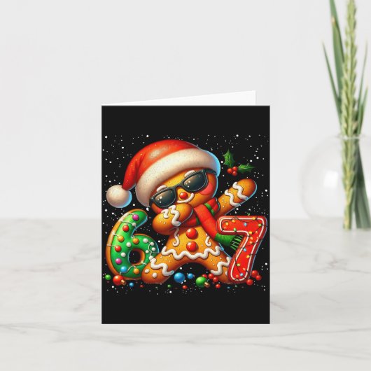 Grappige Gingerbread Dabbing Zes Zeven 67 Meme Ker Kaart (Voorkant)