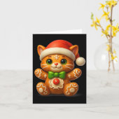 Grappige Gingerbread Man Cat Christmas Vrouwen Man Kaart (Gele Bloem)