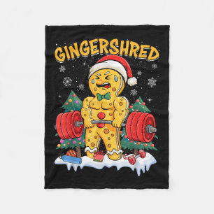 Grappige Gingerbread Man Gingershred Gym Bodybuild Fleece Deken