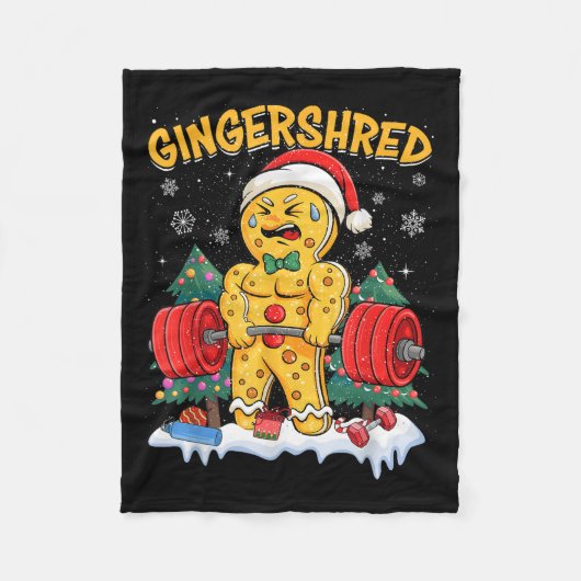 Grappige Gingerbread Man Gingershred Gym Bodybuild Fleece Deken (Voorkant)