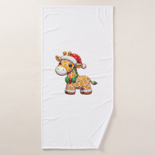 Grappige Gingerbread Man Giraffe Christmas Vrouwen Badhanddoek